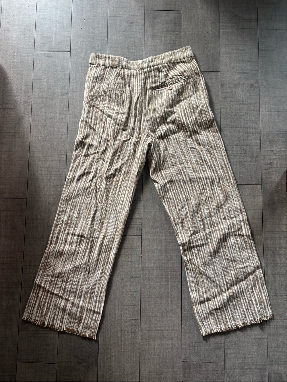 ♥️5/$25♥️Free People Marta Yarn Dye Trousers-Frayed Hem & Relaxed Fit - Picture 4 of 6